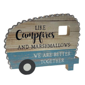 Country Wooden Farmhouse Sign Caravan Campfires Marshmallows Plaque