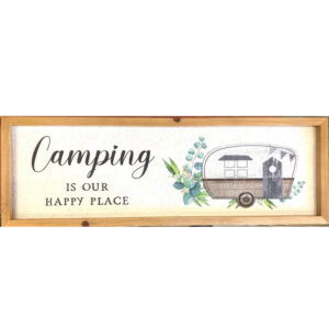 Country Wooden Farmhouse Sign Camping Is Our Happy Place Plaque