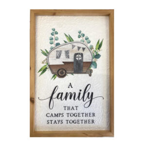 Country Wooden Farmhouse Sign Family That Camps Together Plaque