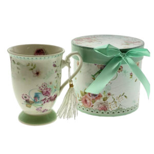 Kitchen Tea Coffee Mug Green Floral Cup Gift Boxed