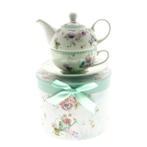 Elegant Kitchen Teapot Green Floral Tea for One Giftboxed