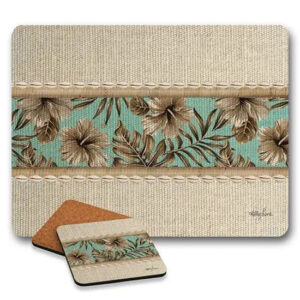 Kitchen Cork Backed Placemats AND Coasters Mellow Aqua Set 6