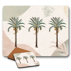 Kitchen Cork Backed Placemats AND Coasters Royal Palms Abstract Set 6