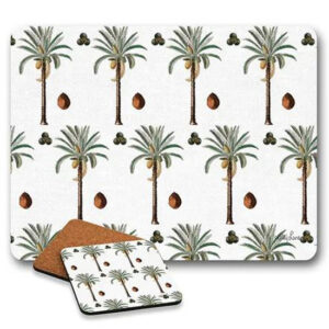 Kitchen Cork Backed Placemats AND Coasters Royal Palms Pattern Set 6