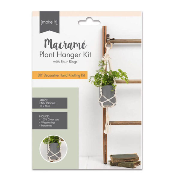Make It Creative Macrame Kit Plant Hanger Kit Cream Four Rings