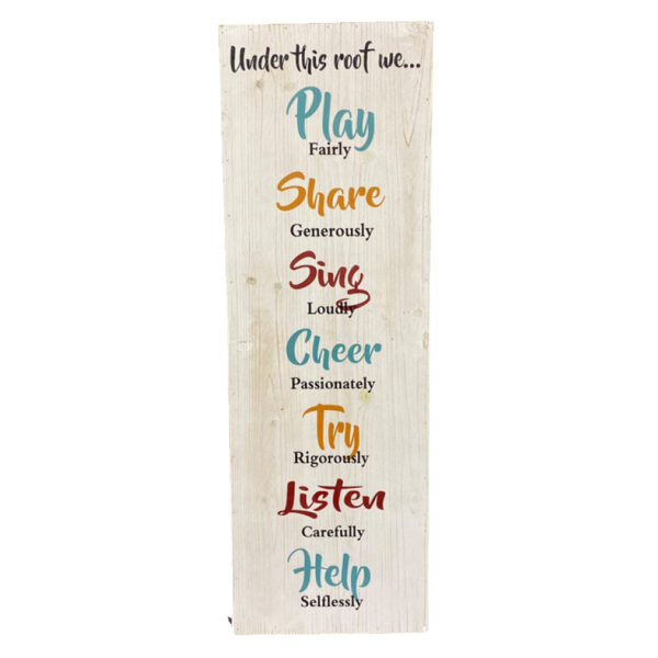 Country Farmhouse Wooden Sign Play Share Sing 90x30cm Plaque