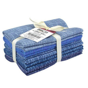 Patchwork Quilting Sewing Fabric Linen Look Blues Fat Quarter 5 Pack