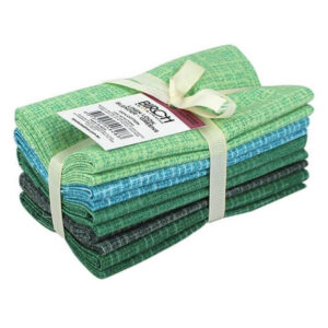 Patchwork Quilting Sewing Fabric Linen Look Greens Fat Quarter 5 Pack