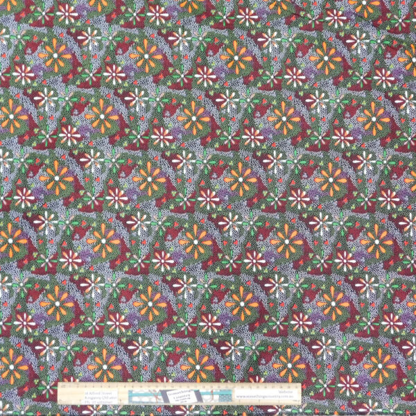 Patchwork Quilting Fabric Aboriginal Flowers in the Desert Black 50x55cm FQ