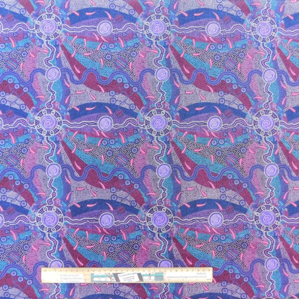 Patchwork Quilting Fabric Aboriginal Roaring Forties Purple 50x55cm FQ