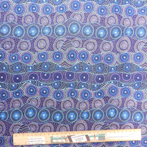 Patchwork Quilting Fabric Aboriginal Alpara Seed Blue 50x55cm FQ