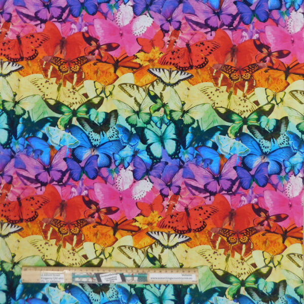 Quilting Patchwork Sewing Fabric Rainbow Butterflies 50x55cm FQ