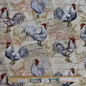 Quilting Patchwork Sewing Fabric Riviere Chickens 50x55cm FQ