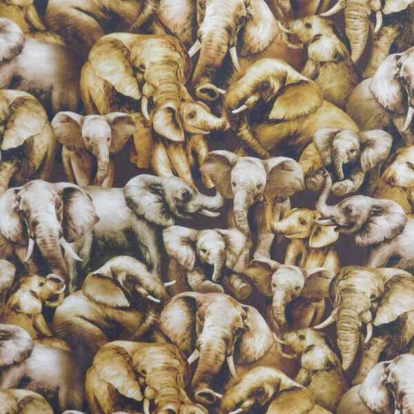 Quilting Patchwork Sewing Fabric Jangala Elephants 50x55cm FQ