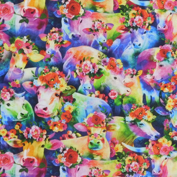 Quilting Patchwork Sewing Fabric Cosmic Cows 50x55cm FQ