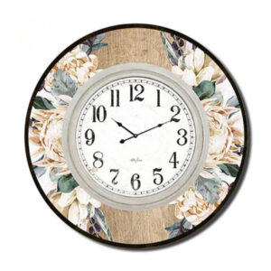 Clock Country Vintage Inspired Wall White Protea Antique 60cm