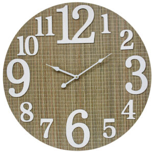 Clocks Wall Hanging Bamboo Weave Print Large Clock 58cm