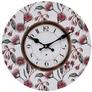 Clock Country Vintage Inspired Wall Clocks Gum Flowers 34cm