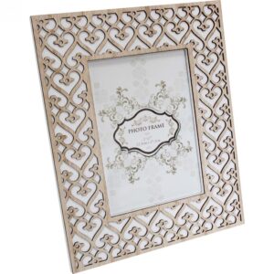 Country Wooden Natural Overlay Hearts Photo Frame 5x7 Inch