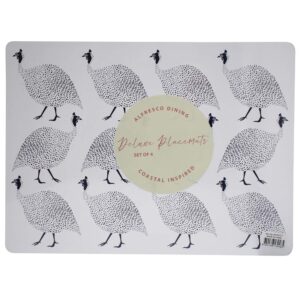 Kitchen Cork Backed Placemats & Coasters Guinea Fowl Set 4