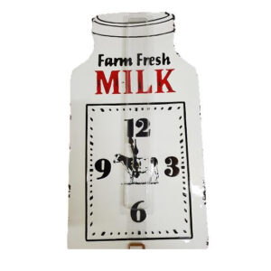 Clock Country Vintage Inspired Wall Enamel Farm Fresh Milk Can