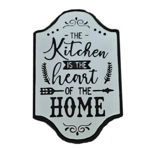 Country Metal Enamel Farmhouse Sign Kitchen Heart of Home Plaque
