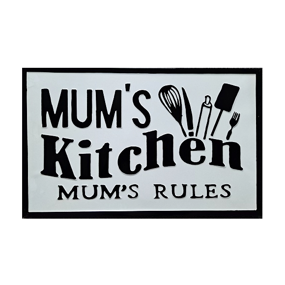 Country Metal Enamel Farmhouse Sign Mums Kitchen Plaque