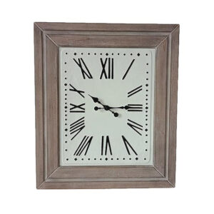 Clock Country Vintage Inspired Wall Enamel Metal Large Wood Frame