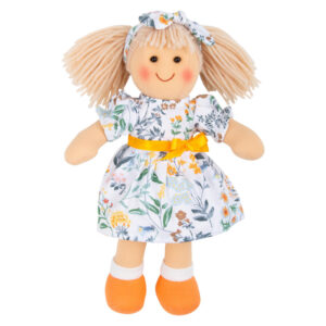 Lovely Soft Rag Doll FLORA Floral Dress Girl Doll Medium 25cm