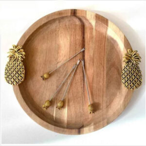 French Country Kitchen Wooden Serving Board Pineapples Round