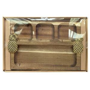 French Country Kitchen Wooden Serving Board Pineapples Sectioned