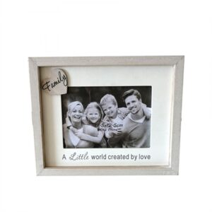 Country Wooden Whitewash Family Little Word Created Love Photo Frame
