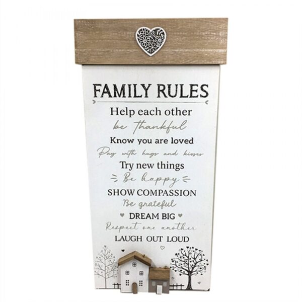 Country Farmhouse Wooden Sign Family Rules Help Each Other Plaque