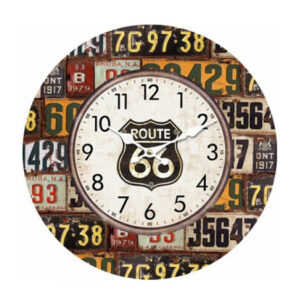 Clock French Country Wall Hanging Route 66 Number Plates 34cm