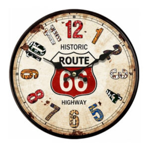 Clock French Country Wall Hanging Route 66 Historic 34cm