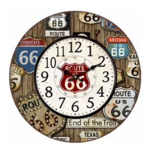 Clock French Country Wall Hanging Route 66 Shields 34cm