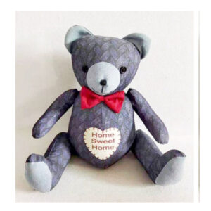 French Country Vintage Weighted Fabric Blue Bear Door Stopper