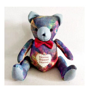 French Country Vintage Weighted Fabric Rainbow Bear Door Stopper
