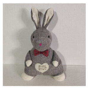French Country Vintage Weighted Fabric Grey Rabbit Door Stopper
