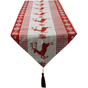 French Country Table Runner Christmas Reindeer Polyester 33x150cm