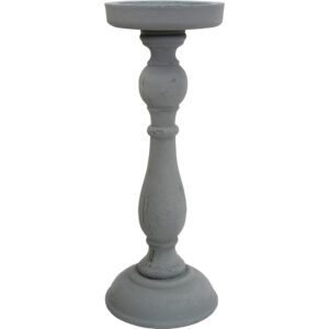 French Country Wooden Candle Stick Holder Antique Grey