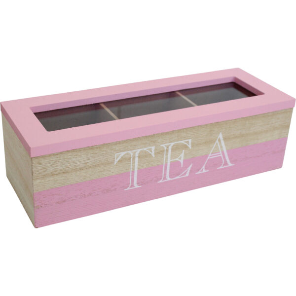 French Country Tea Bag Box Pink Small Teabag Holder Wooden