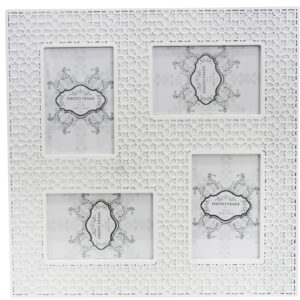 Country Wooden White Overlay Hearts Quad Photo Multi Frame