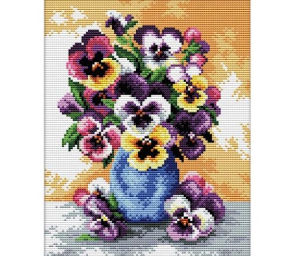 Ladybird X Stitch Vase of Poppies No Count Cross Stitch Kit 14 Count