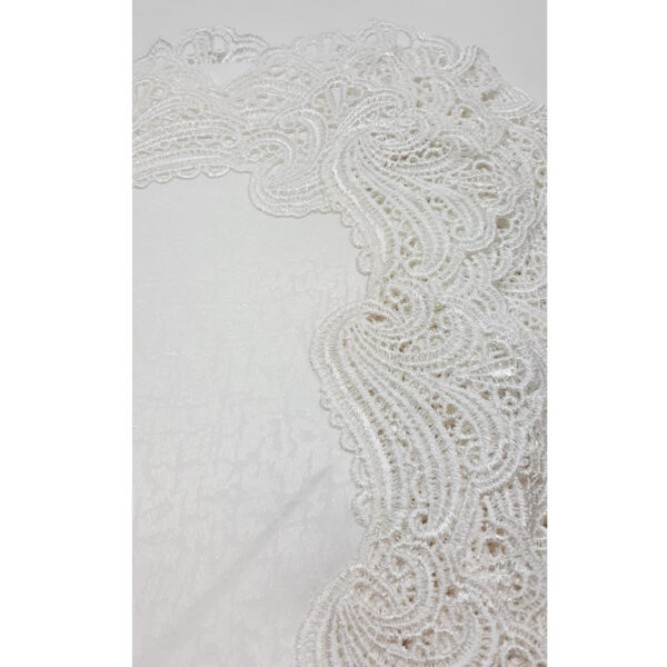 French Country White with Lace Edging Table Cloth 160x320cm