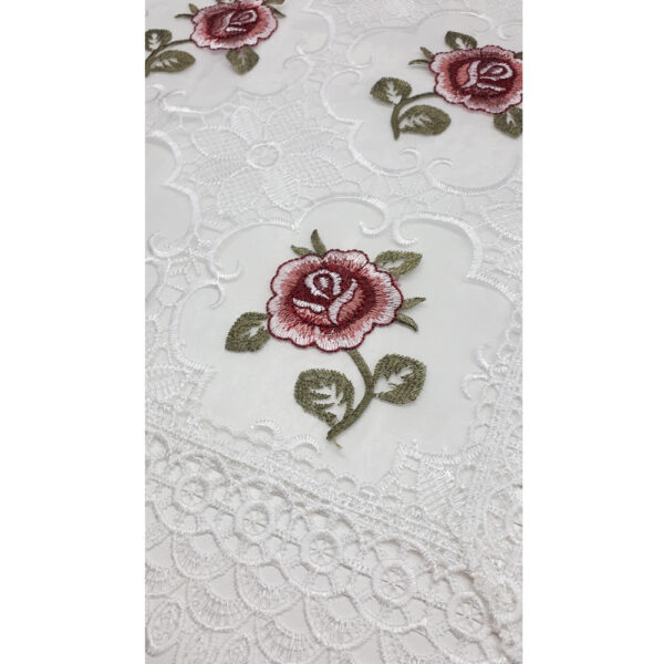 French Country Lace Doily Burgundy Rose Table Topper 90x90cm