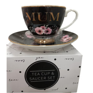 French Country Kitchen Tea Cup and Saucer Mum Black Set