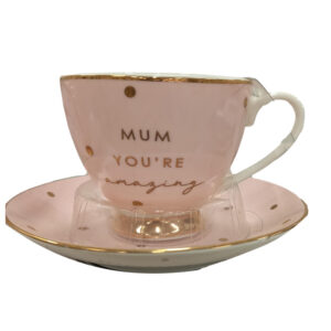 French Country Kitchen Tea Cup and Saucer Mum You're Amazing Set
