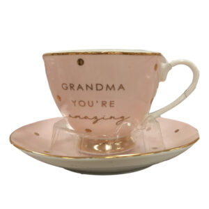 French Country Kitchen Tea Cup and Saucer Grandma You're Amazing Set