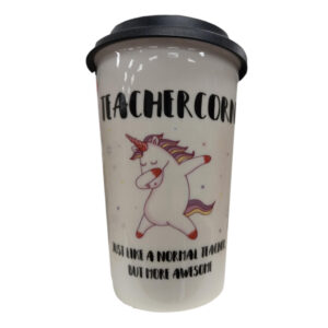 Landmark Ceramic Tea Coffee Travel Mug Cup Teacher Unicorn